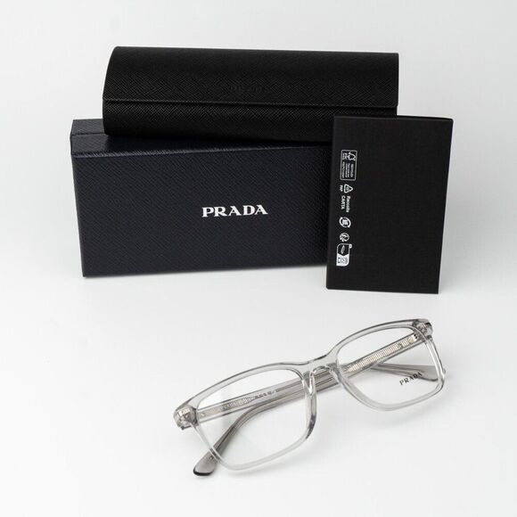 Prada Women Eyeglasses Crystal Grey Square Unisex PR14WV U431O1 BRAND NEW main image 5